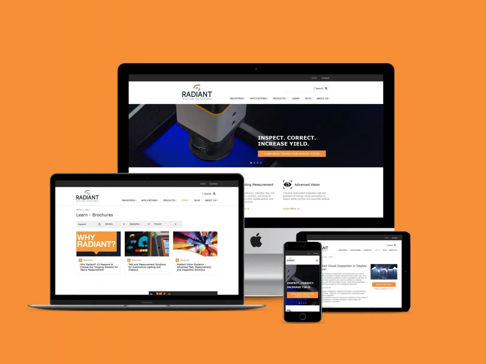 Radiant Vision Systems website on multiple devices